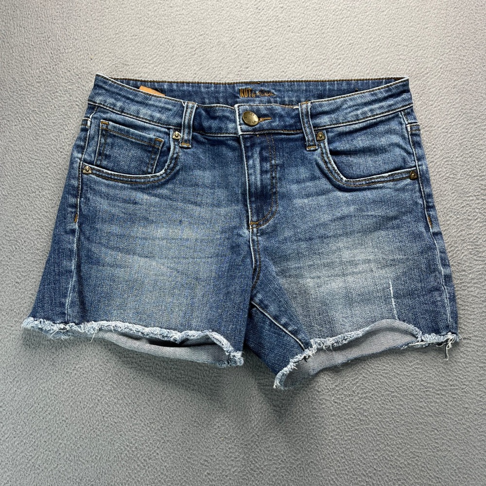 Kut from the Kloth Denim Shorts Womens 6 Blue Raw Hem Whiskering Classic Casual